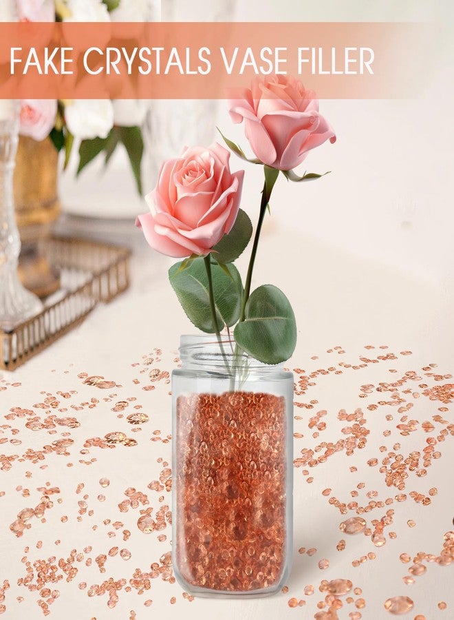Milifox 6000 Pieces Acrylic Diamond Gems Rose Gold Fake Crystals Vase Filler Diamond Table Scatter Confetti Crystals Small Fake Plastic Gems Acrylic Vase Filler for Wedding Party Decoration - Image 3